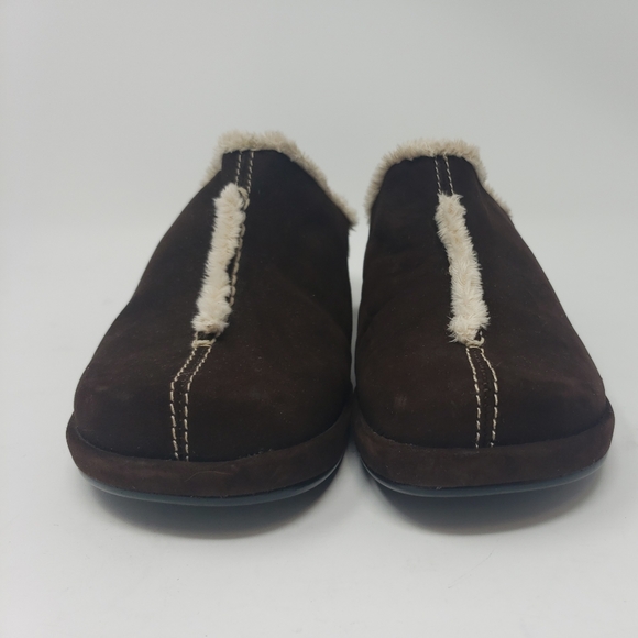 Hush Puppies Suede Faux Fur Clog Slippers - Picture 3 of 12